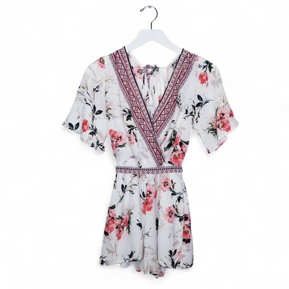 Francesca's X Three Pink Hearts | Boho Print Floral Lined Romper - Small - Picture 4 of 11